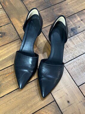 Vince Nina D’Orsay Kitten Heel Black Leather Italy 8M Vibram Sole